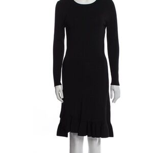 Altuzarra Black Long Sleeve Dress with Ruffled Hem